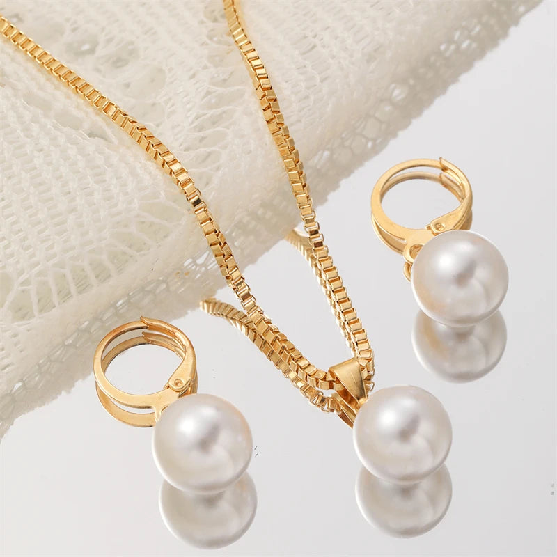 Parure de mariée collier et boucles d'oreilles – Doré et Argenté géométrique